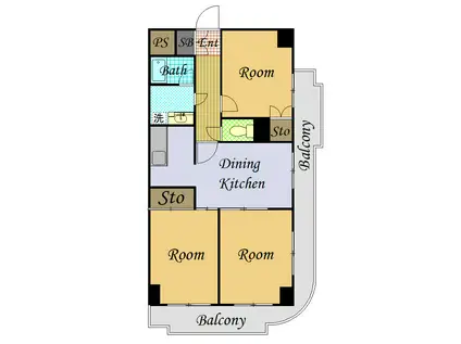 イナヤハイム境町(3DK/3階)の間取り写真