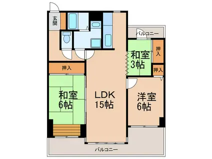 ビバリーヒル園部(3LDK/2階)の間取り写真