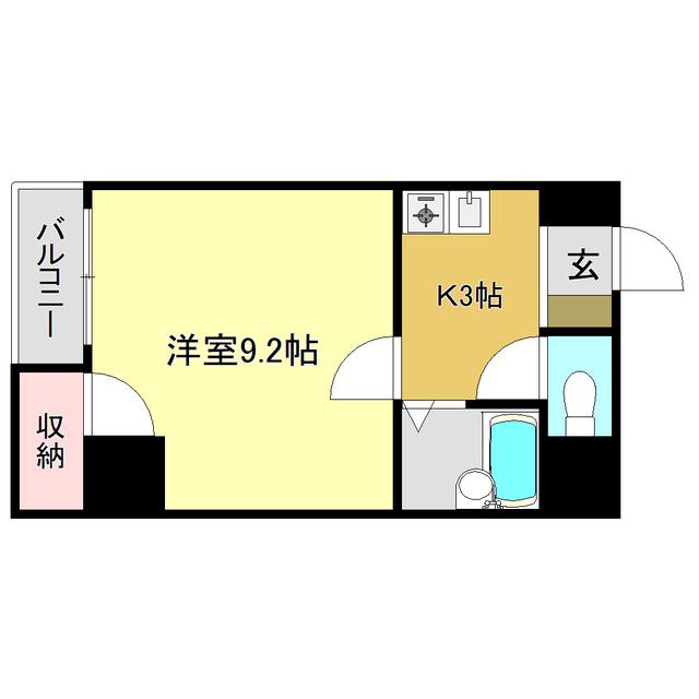 シティガーデン上町(1K/2階)の間取り写真