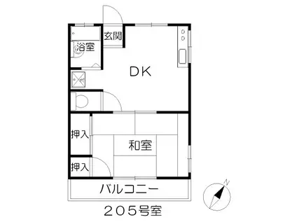 マルヨシコーポ(1DK/2階)の間取り写真