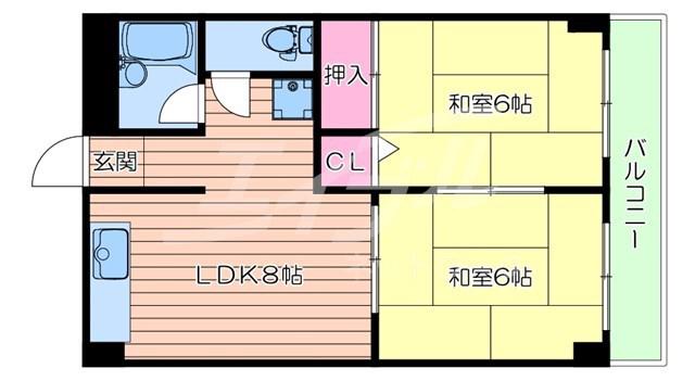 メゾン江坂(2LDK/5階)の間取り写真