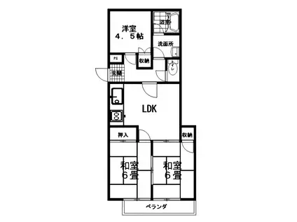 オナヤマンション(3LDK/2階)の間取り写真