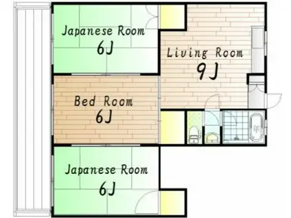 大森ビル(3LDK/3階)の間取り写真
