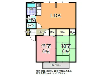 サンロイヤル菊池 B棟(2LDK/2階)の間取り写真