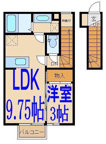 プラティークB(1LDK/2階)の間取り写真
