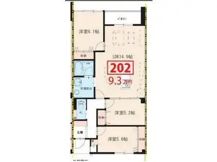 SARAーサラー(3LDK/2階)の間取り写真