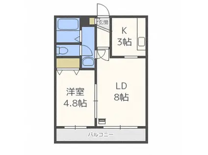 マスセル新発寒A(1LDK/1階)の間取り写真