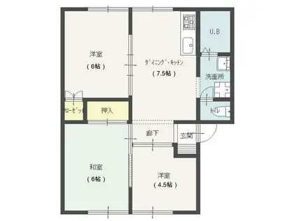 サンシティ高木D(3DK/1階)の間取り写真