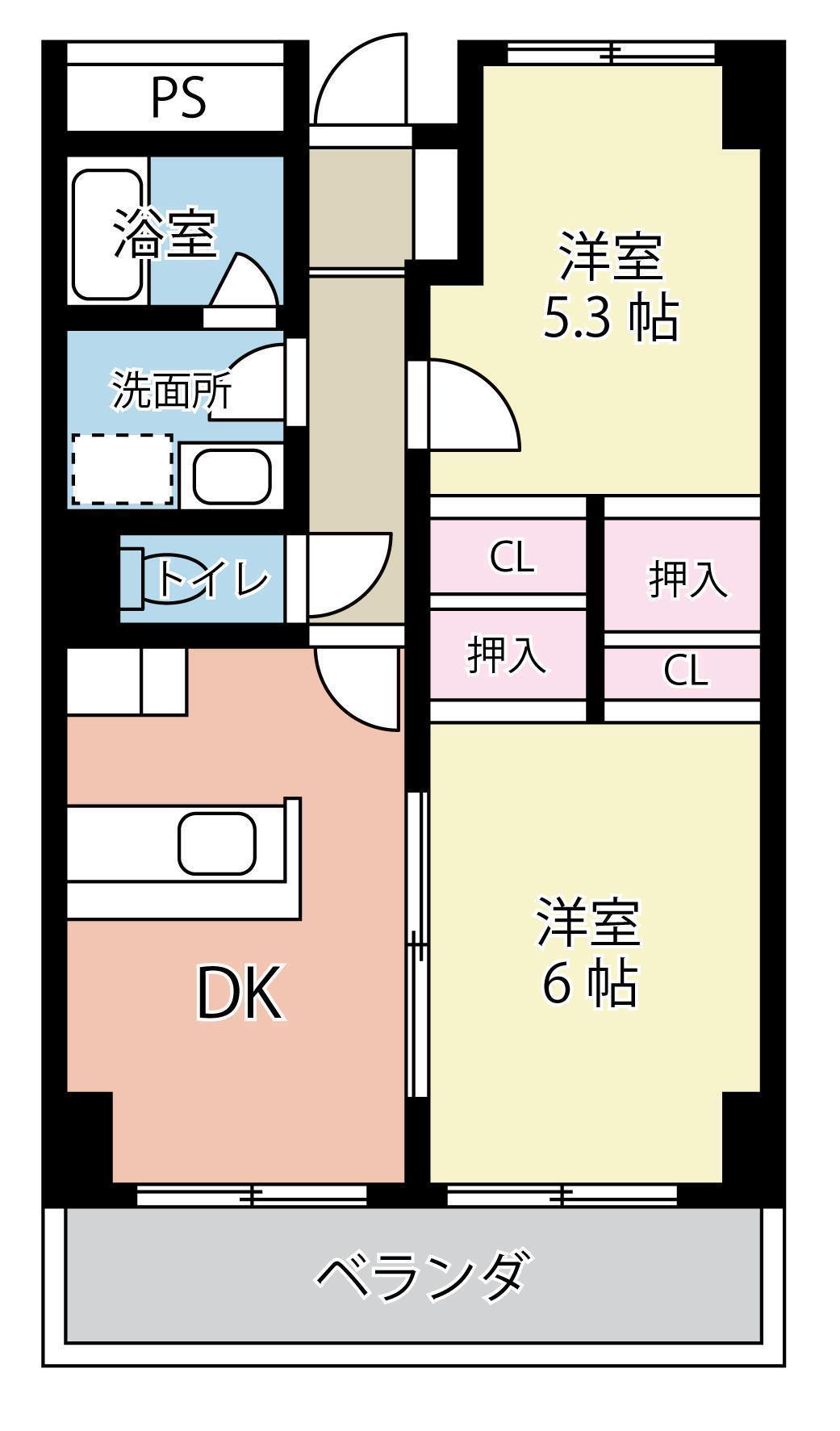 シャンテメゾン安田(2DK/3階)の間取り写真