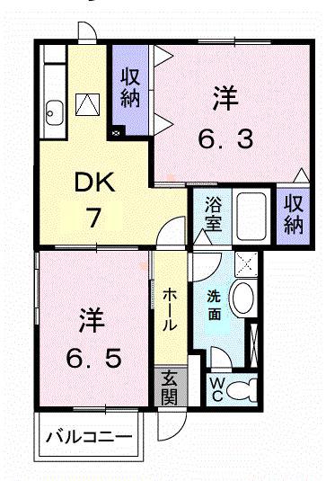 サンパティークA(2DK/1階)の間取り写真