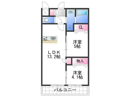メゾンシュシュ大宮(2LDK/1階)の間取り写真