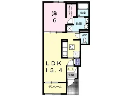グレイスK 楠 A(1LDK/1階)の間取り写真