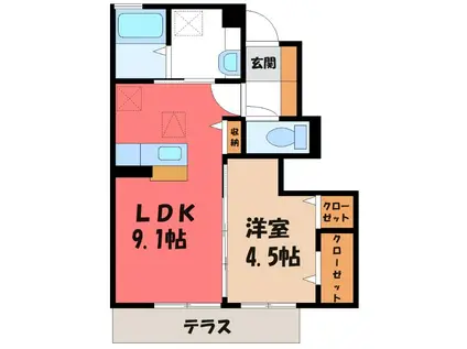 ソフィア(1LDK/1階)の間取り写真