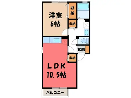 メゾンクレールB(1LDK/2階)の間取り写真