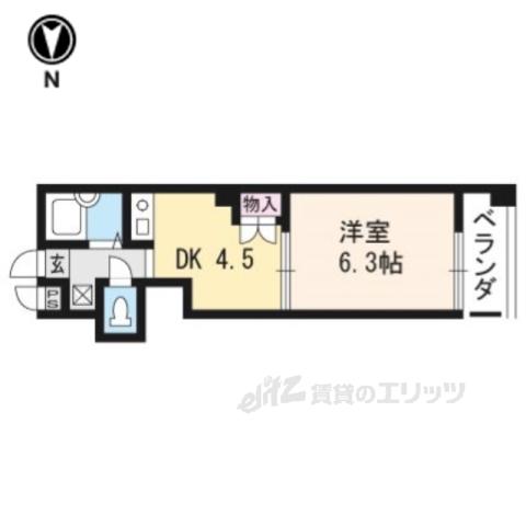 京阪本線 伏見桃山駅 徒歩9分 5階建 築33年(1DK/2階)の間取り写真