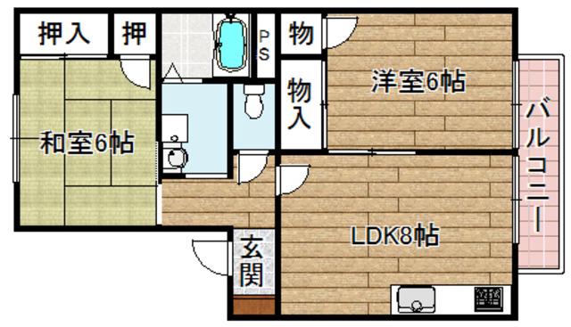 フィールドハイツ(2LDK/2階)の間取り写真