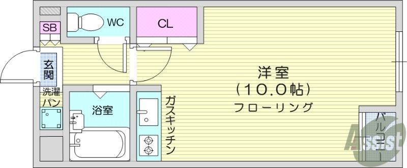 ブランドール河原町プラザ(ワンルーム/1階)の間取り写真