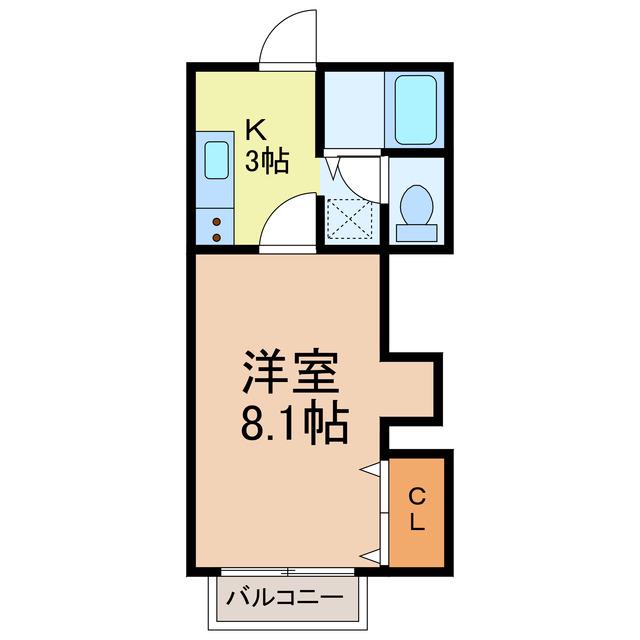 ハイツテクノ(1K/2階)の間取り写真