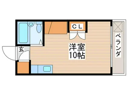 コーポベルB棟(ワンルーム/1階)の間取り写真