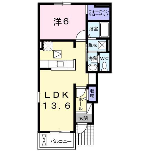 ガーデン・坂東(1LDK/1階)の間取り写真