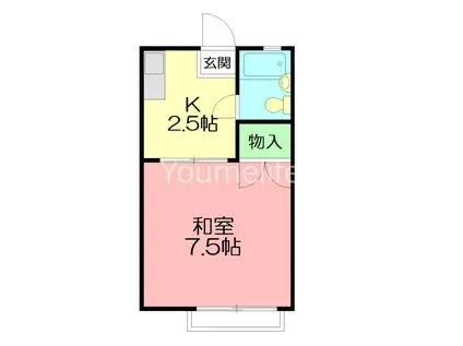 ハイツ仲西(1K/2階)の間取り写真