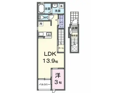 フォルトゥーナ(1LDK/2階)の間取り写真