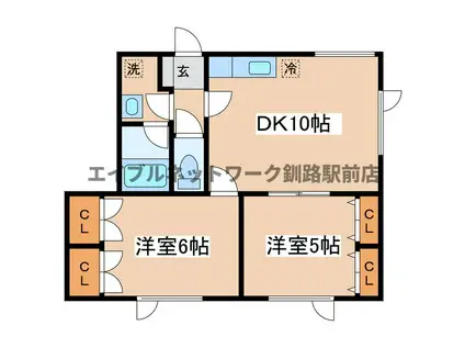 カナディアン1999(2DK/1階)の間取り写真