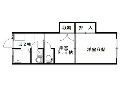 第2ジュリヤン(2K/1階)の間取り写真