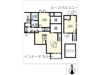 ベルリード松下 北棟(2LDK/1階)の間取り写真