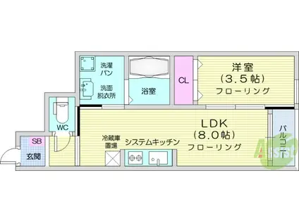 RS RESIDENCE2(1LDK/1階)の間取り写真