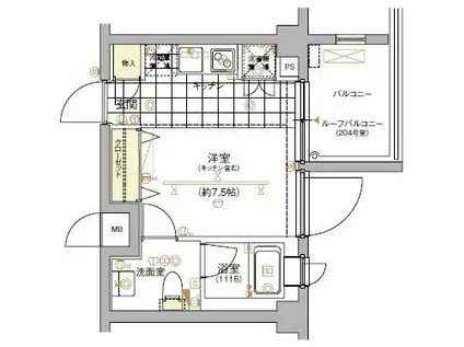 FORTIS池上(ワンルーム/5階)の間取り写真