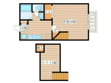 エスポワールシャトー愛子II(1K/2階)の間取り写真