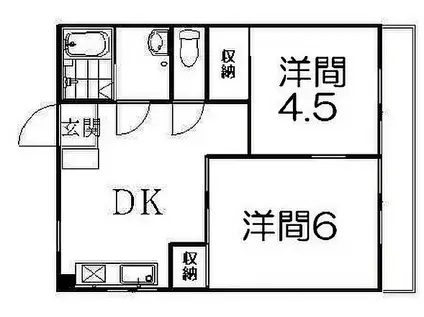 大石マンション(2DK/1階)の間取り写真