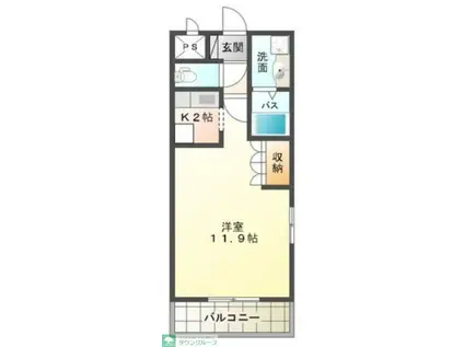 サニーインプレス(1K/2階)の間取り写真