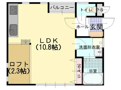 アトリエ・ユニゾン(ワンルーム/1階)の間取り写真