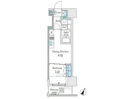 GLACIER神保町/グラシア神保町(1DK/2階)の間取り写真