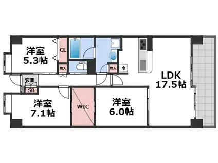 フロンティアタワー難波イースト(3LDK/14階)の間取り写真