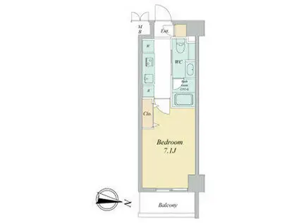 ヴェルデンシア名駅南(1K/2階)の間取り写真