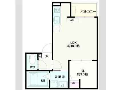 JACK HIGASHIMATSUYAMAMOTOJUKUI(1LDK/3階)の間取り写真