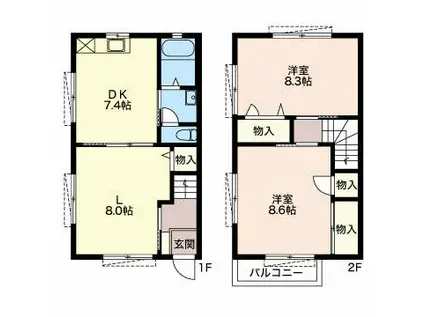 リバティコート(2LDK/2階)の間取り写真