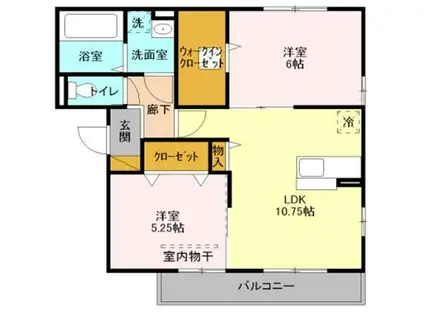 スカイハイム2(2LDK/2階)の間取り写真