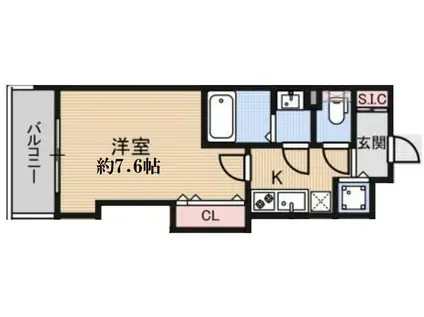 LUXE玉造II(1K/9階)の間取り写真