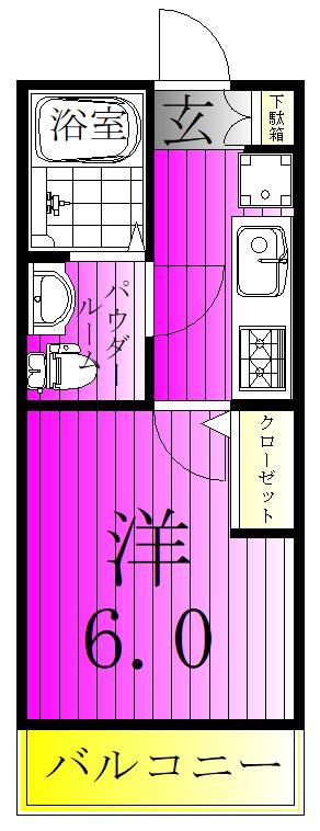 リディアコート馬橋(1K/1階)の間取り写真