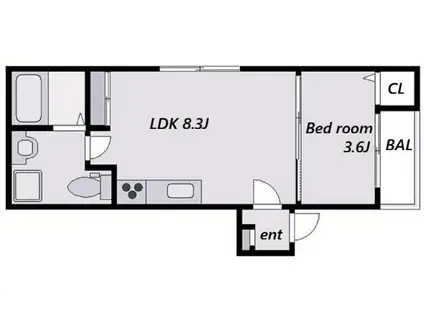 アルクグレイス(1LDK/3階)の間取り写真