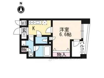 グラマシー京都(1K/2階)の間取り写真