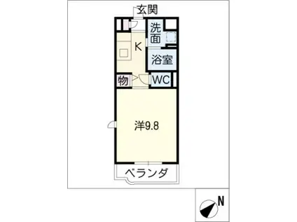 アーバンスカイ(1K/2階)の間取り写真