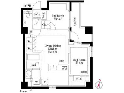 343レジデンス品川(2LDK/2階)の間取り写真