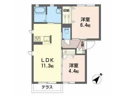 シャーメゾンナナセ(2LDK/1階)の間取り写真