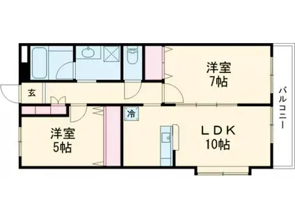LUMIERE泉 リュミエールイズミ(2LDK/2階)の間取り写真