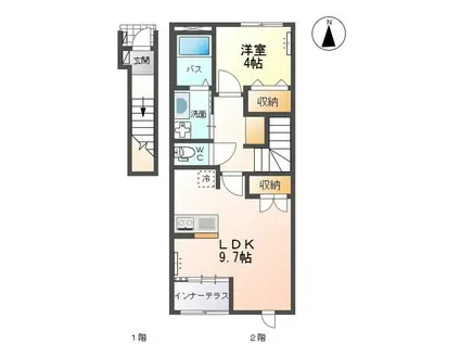 ティーフォレスト(1LDK/2階)の間取り写真